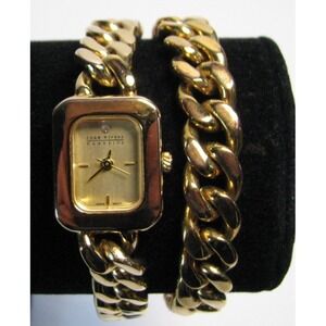 Vintage Joan Rivers Classics Gold Tone Curb Link Wrap Bracelet Watch - Working